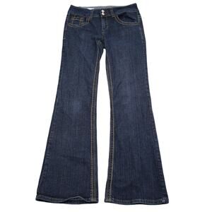 Modbe Pants Womens 12 Blue Bootcut Mid Rise Button Pocket Dark Wash Denim Jeans